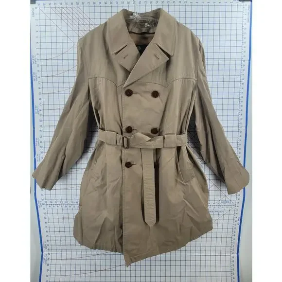 Princine Imports Vintage Beige Double Breasted Trench Coat Classic Style